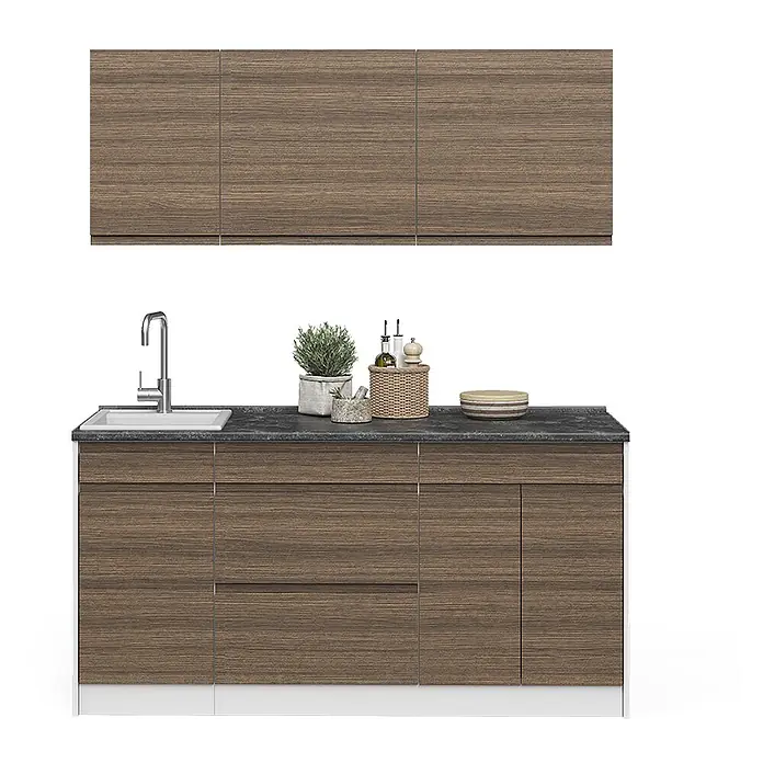 Singleküche R-Line 160 cm Tabak-Walnuss Art.-Nr. 70566 - 