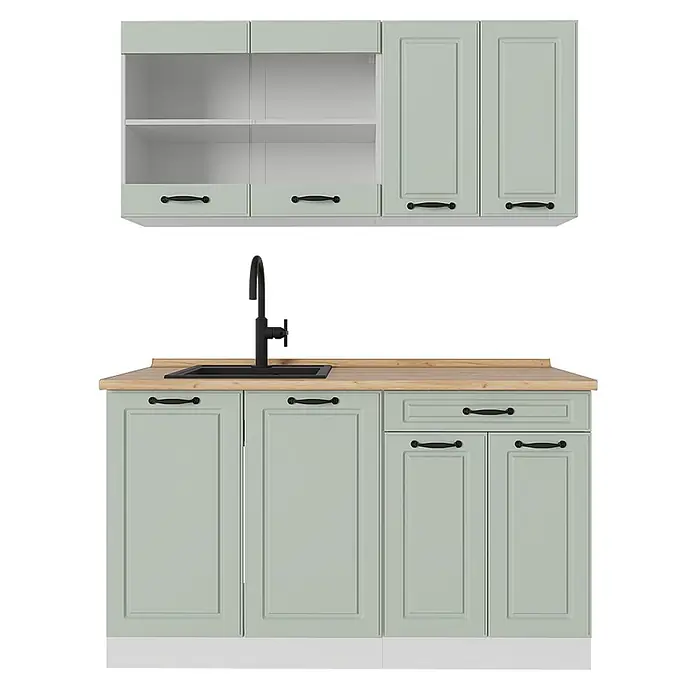 Singleküche R-Line 140 cm Mint Landhaus Art.-Nr. 71041 - 