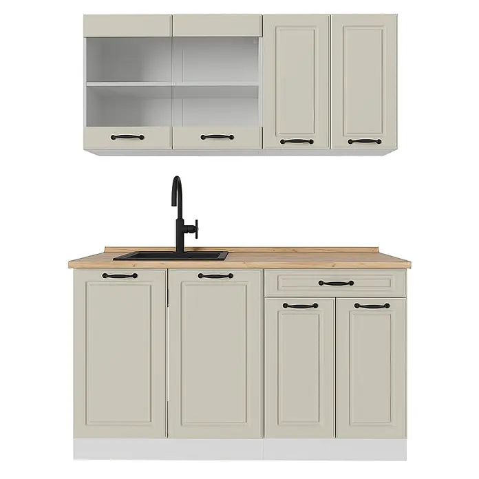 Singleküche R-Line 140 cm Sand Landhaus Art.-Nr. 71047 - 