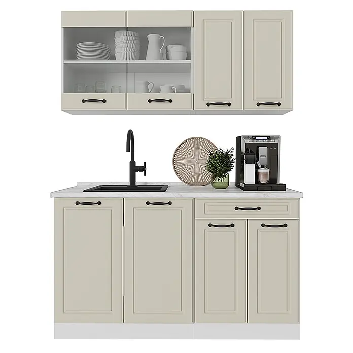 Singleküche R-Line 140 cm Sand Landhaus Art.-Nr. 71046 - 