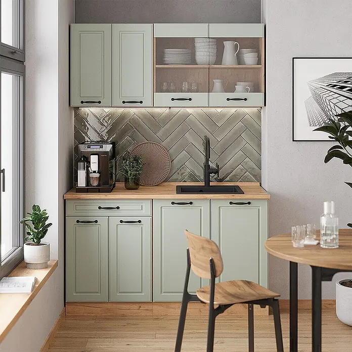 Singleküche R-Line 140 cm Mint Landhaus Art.-Nr. 71032 - 