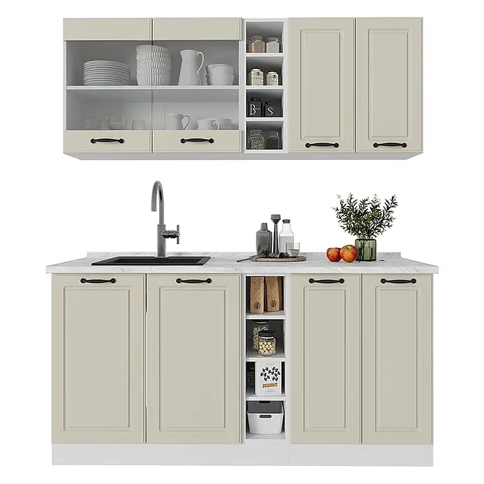 Singleküche R-Line 160 cm Sand Landhaus Art.-Nr. 71021 - 