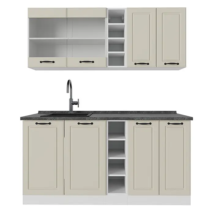 Singleküche R-Line 160 cm Sand Landhaus Art.-Nr. 71020 - 