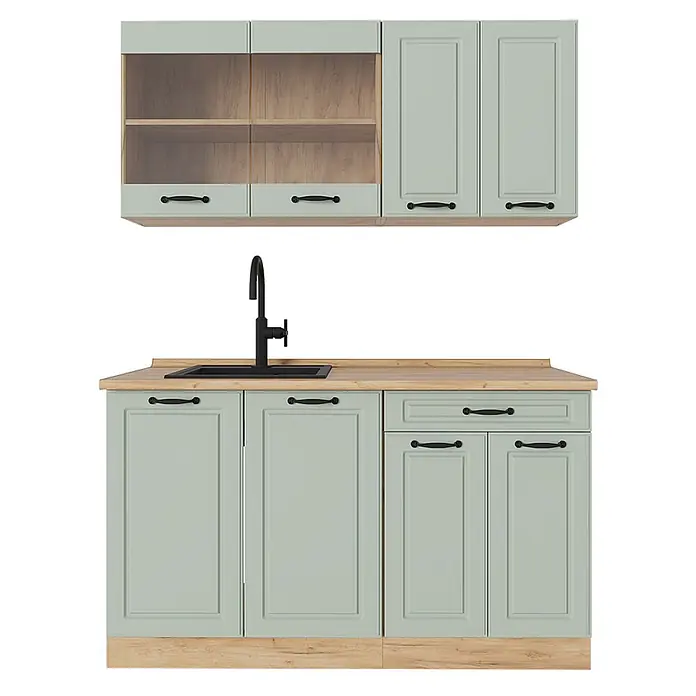 Singleküche R-Line 140 cm Mint Landhaus Art.-Nr. 71033 - 