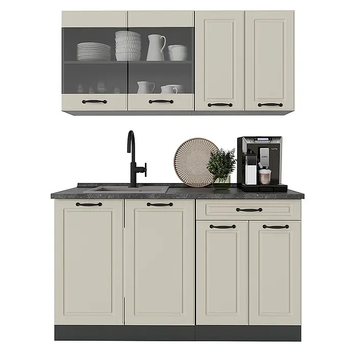 Singleküche R-Line 140 cm Sand Landhaus Art.-Nr. 71030 - 