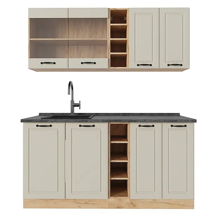 Singleküche R-Line 160 cm Sand Landhaus Art.-Nr. 71015 - 