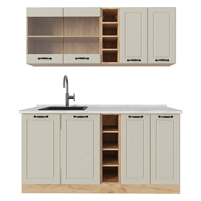 Singleküche R-Line 160 cm Sand Landhaus Art.-Nr. 71014 - 