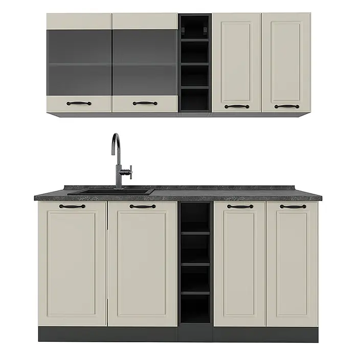 Singleküche R-Line 160 cm Sand Landhaus Art.-Nr. 71004 - 