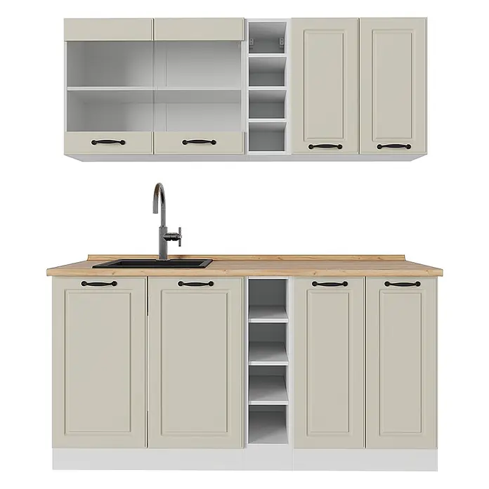 Singleküche R-Line 160 cm Sand Landhaus Art.-Nr. 71021 - 