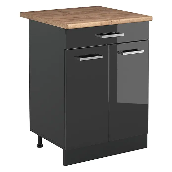 Küchenunterschrank R-Line 60 cm Anthrazit Hochglanz Art.-Nr. 61075 - 