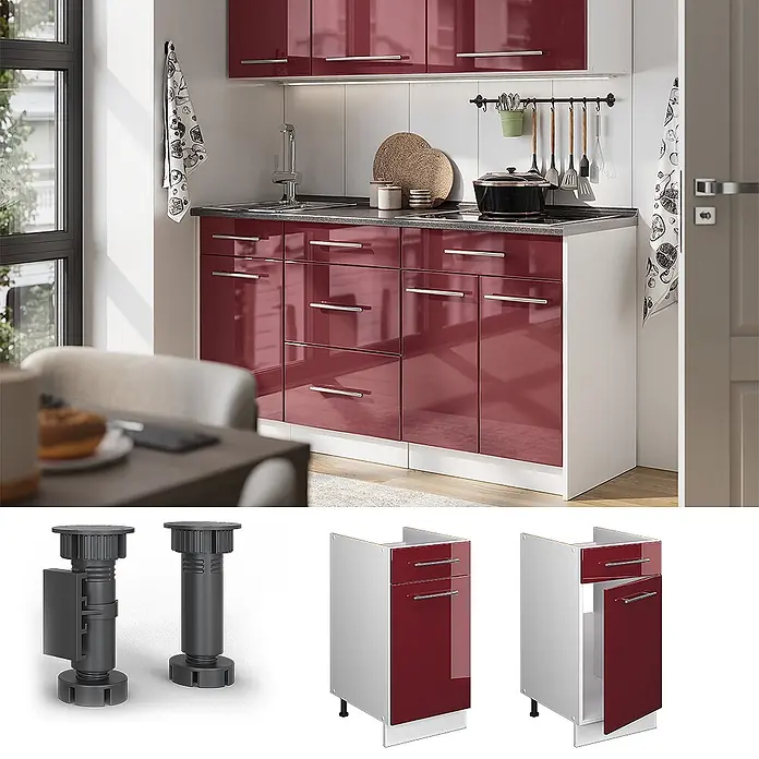 Küchenunterschrank Fame-Line 40 cm Bordeaux Hochglanz Art.-Nr. 60902 - 