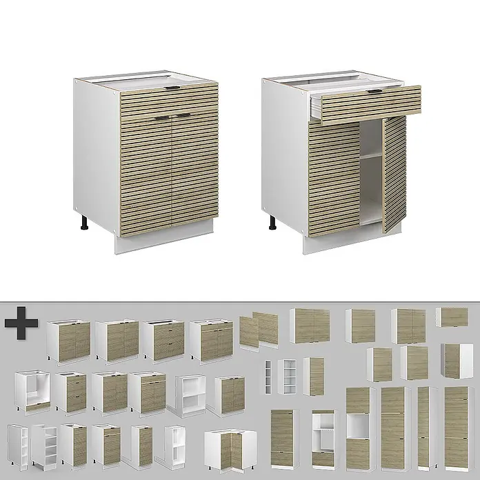 Küchenunterschrank Fame-Line 60 cm Eiche Paneel Art.-Nr. 60981 - 