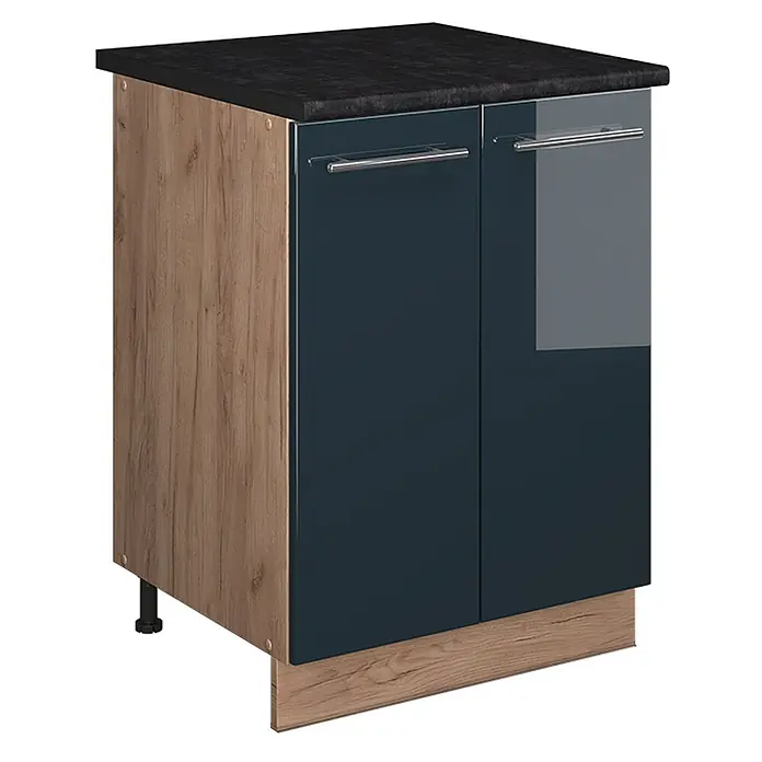 Spülenunterschrank Fame-Line 60 cm Dunkelblau Hochglanz Art.-Nr. 65242 - 
