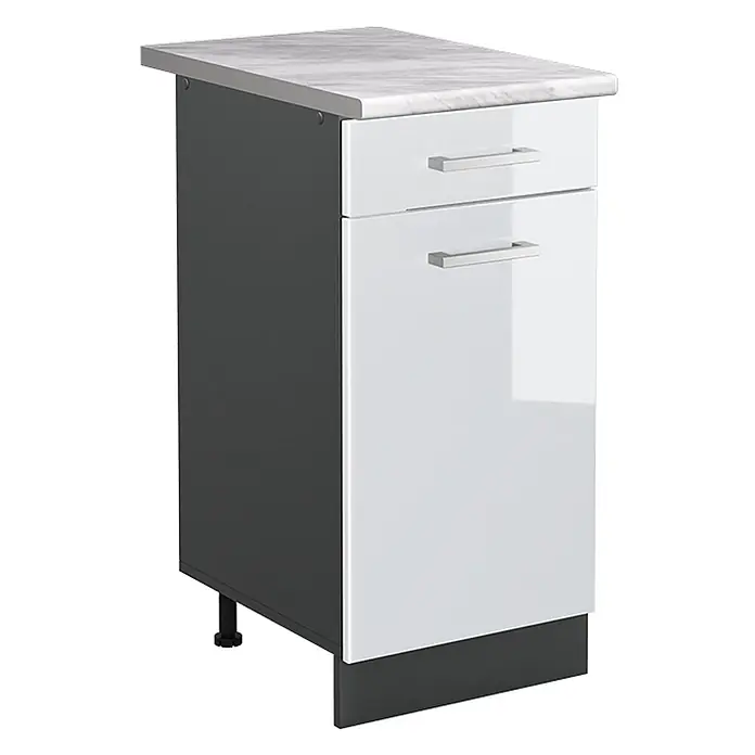 Küchenunterschrank R-Line 40 cm Weiß Hochglanz Art.-Nr. 61072 - 