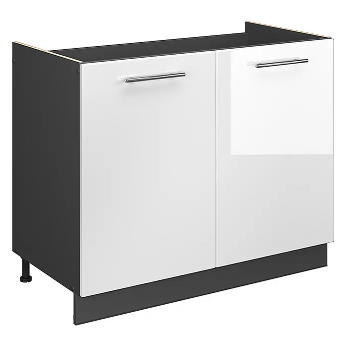Spülenunterschrank Fame-Line 100 cm Weiß Hochglanz Art.-Nr. 61602 - 