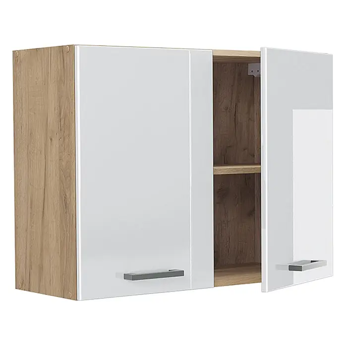 Küchenglasschrank R-Line 80 cm Weiß Hochglanz Art.-Nr. 71486 - 