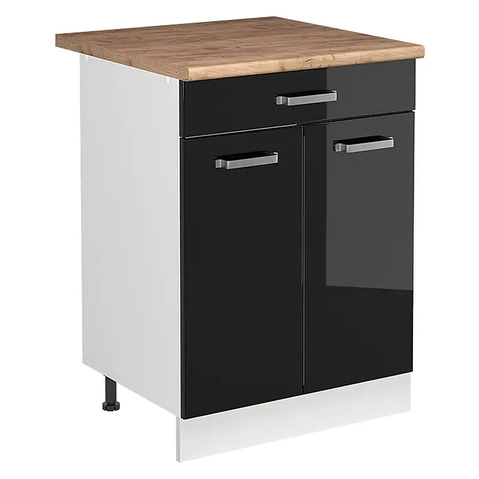 Spülenunterschrank R-Line 60 cm Schwarz Hochglanz Art.-Nr. 73025 - 