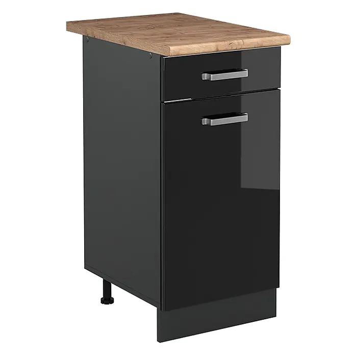 Küchenunterschrank R-Line 40 cm Schwarz Hochglanz Art.-Nr. 61067 - 