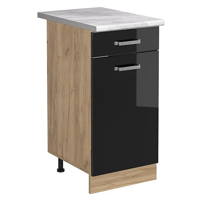 Küchenunterschrank R-Line 40 cm Schwarz Hochglanz Art.-Nr. 61171 - 