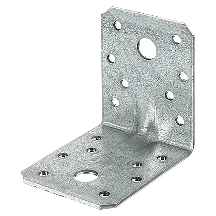 Stabilit Escuadra para cargas pesadas - L x An x Al: 70 x 70 x 55 mm, Acero, Zincado, 12 ud. - Ángulo de metal con múltiples agujeros para la fijación segura de estructuras de madera.