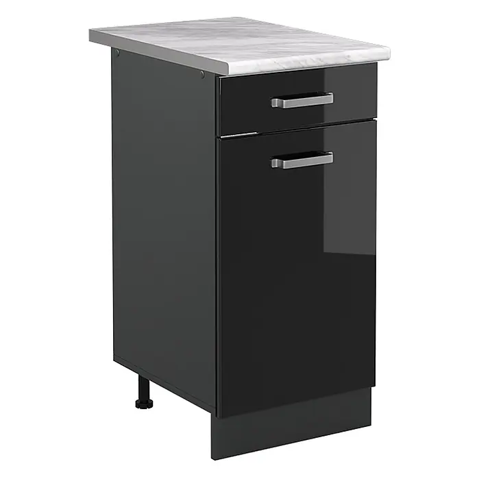Küchenunterschrank R-Line 40 cm Schwarz Hochglanz Art.-Nr. 61068 - 