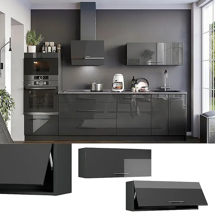 Hängeschrank Fame-Line 100 cm Anthrazit Hochglanz Art.-Nr. 61569 - 