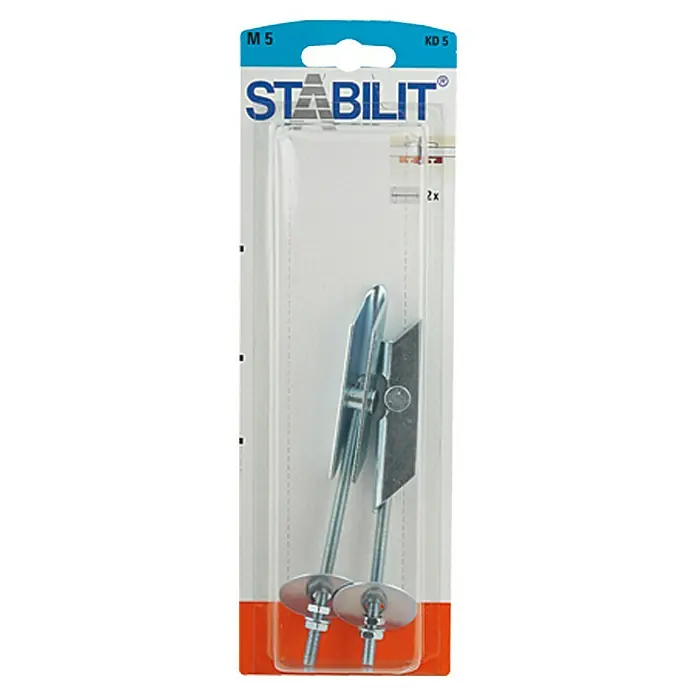 Stabilit Kippdübel KD5K - Länge Dübel: 100 mm, 2 Stk., Durchmesser Bohrloch: 16 mm - Packung Stabil it M5-Hohlraumdübel, ideal für sichere Befestigung an Gipskarton- und Hohlwänden.