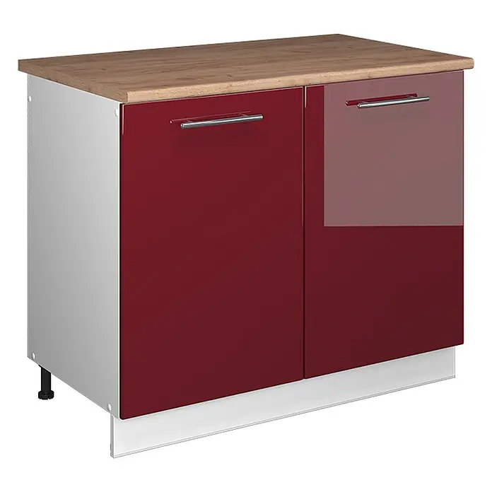 Spülenunterschrank Fame-Line 100 cm Bordeaux Hochglanz Art.-Nr. 61918 - 