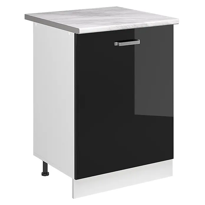 Küchenunterschrank R-Line 60 cm Schwarz Hochglanz Art.-Nr. 72137 - 