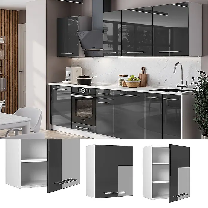 Hängeschrank Fame-Line 60 cm Anthrazit Hochglanz Art.-Nr. 62834 - 
