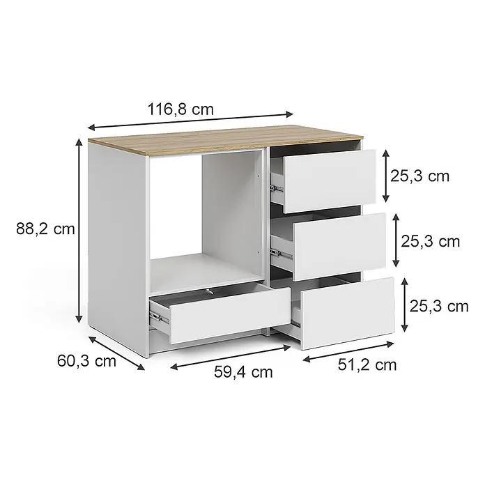 Herdumbauschrank Viktor 116.8 cm Weiß Art.-Nr. 62866 - 
