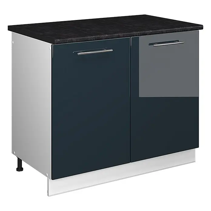 Spülenunterschrank Fame-Line 100 cm Dunkelblau Hochglanz Art.-Nr. 61914 - 