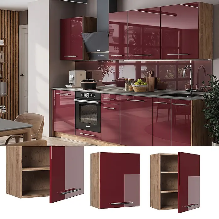 Hängeschrank Fame-Line 60 cm Bordeaux Hochglanz Art.-Nr. 62853 - 