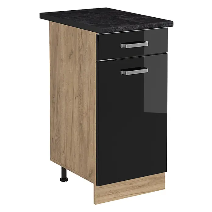 Küchenunterschrank R-Line 40 cm Schwarz Hochglanz Art.-Nr. 61169 - 