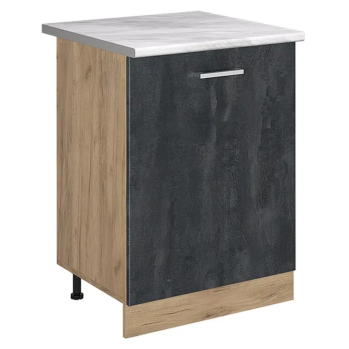 Küchenunterschrank R-Line 60 cm Schwarz Beton Art.-Nr. 72193 - 