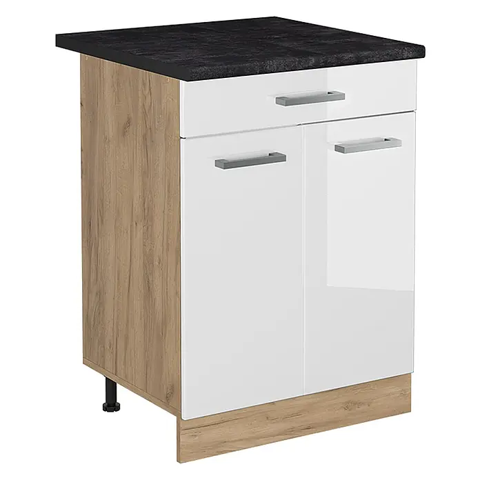 Küchenunterschrank R-Line 60 cm Weiß Hochglanz Art.-Nr. 61227 - 