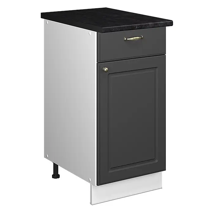 Küchenunterschrank Fame-Line 40 cm Anthrazit-Gold Landhaus Art.-Nr. 60895 - 