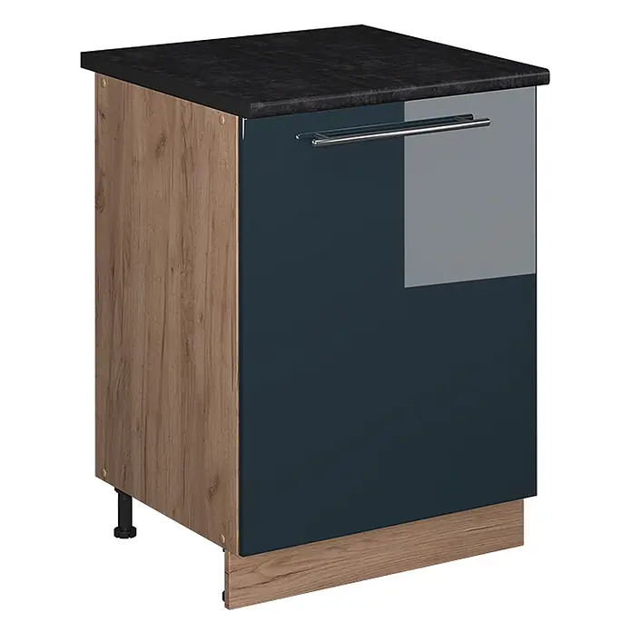 Spülenunterschrank Fame-Line 60 cm Dunkelblau Hochglanz Art.-Nr. 63396 - 