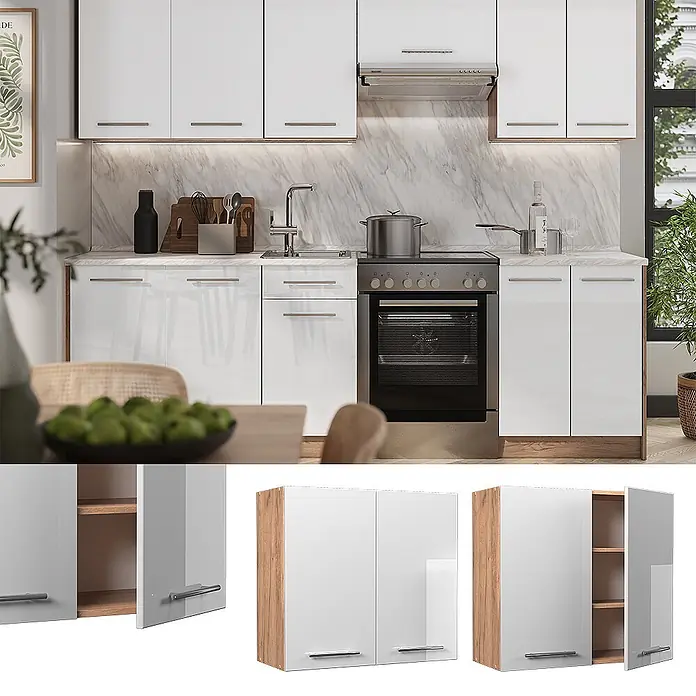 Hängeschrank Fame-Line 80 cm Weiß Hochglanz Art.-Nr. 62812 - 