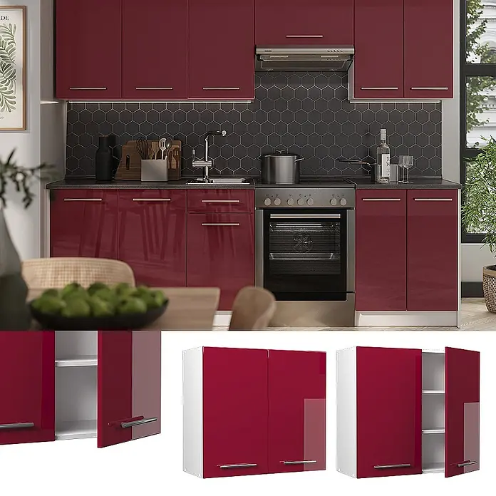 Hängeschrank Fame-Line 80 cm Bordeaux Hochglanz Art.-Nr. 62798 - 