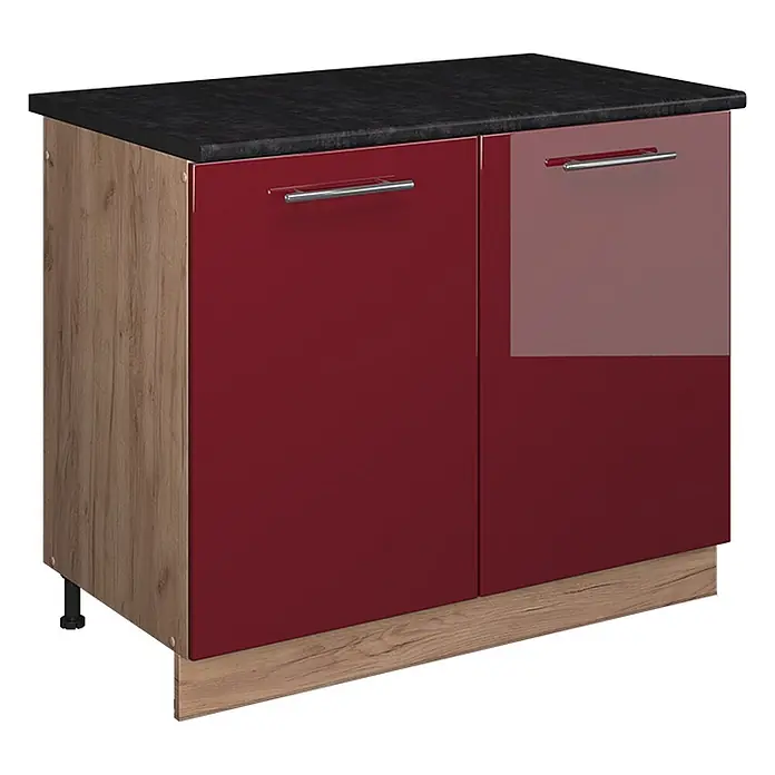 Spülenunterschrank Fame-Line 100 cm Bordeaux Hochglanz Art.-Nr. 61971 - 