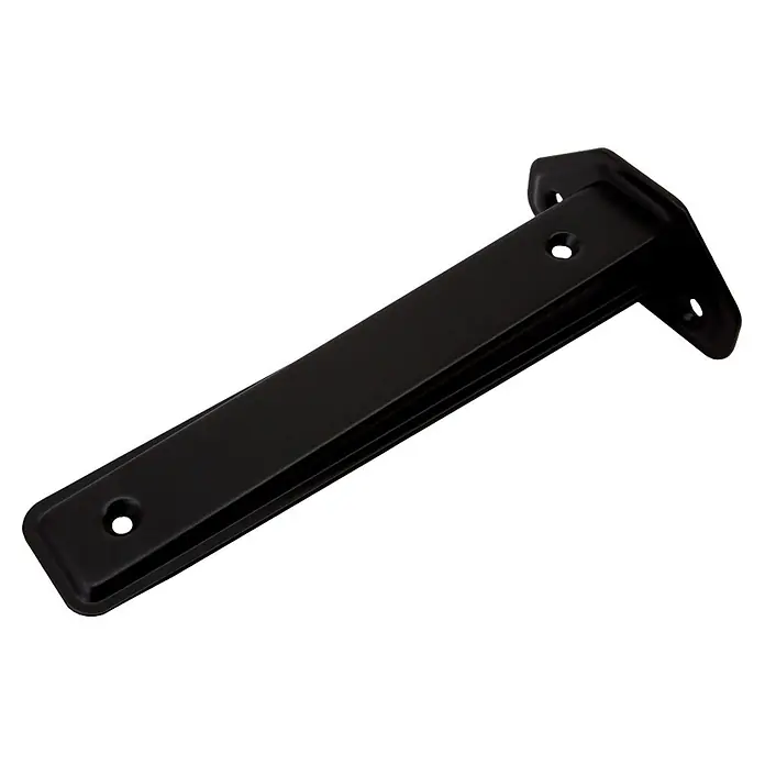 Stabilit Soporte de estanterías - 190 x 38 mm, Carga soportada: 65 kg, Negro - Soporte de estante de pared de metal negro con orificios pre-perforados para tornillos.