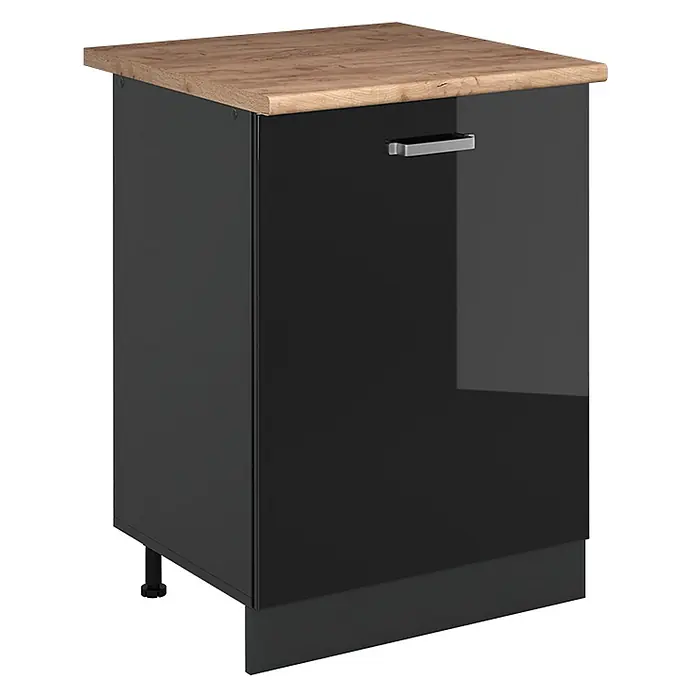 Küchenunterschrank R-Line 60 cm Schwarz Hochglanz Art.-Nr. 72072 - 