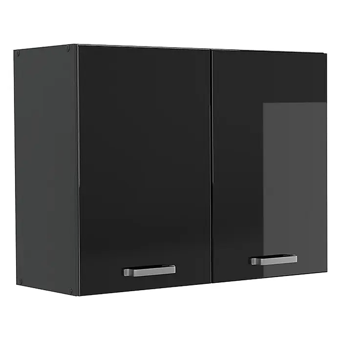 Küchenglasschrank R-Line 80 cm Schwarz Hochglanz Art.-Nr. 71470 - 