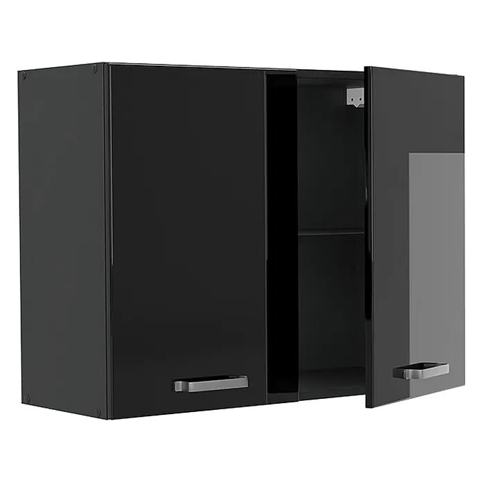 Küchenglasschrank R-Line 80 cm Schwarz Hochglanz Art.-Nr. 71470 - 