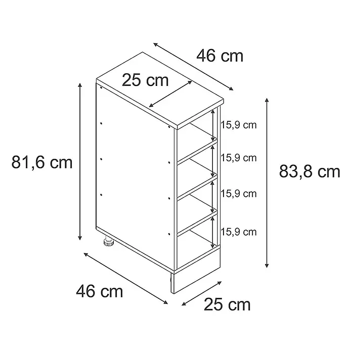 Küchenschrank für Dachschrägen R-Line 25 cm Anthrazit Art.-Nr. 61847 - 