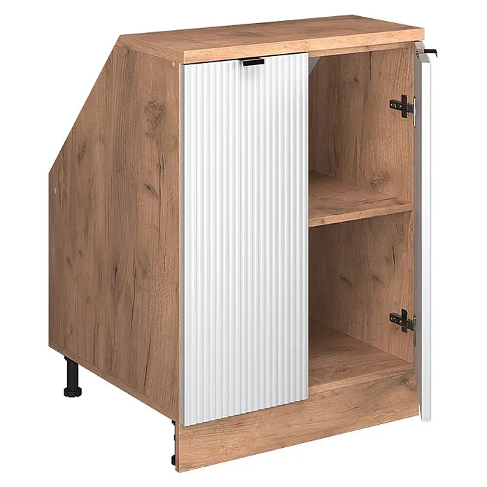 Küchenschrank für Dachschrägen R-Line 60 cm Weiß Riffel Art.-Nr. 60668 - 