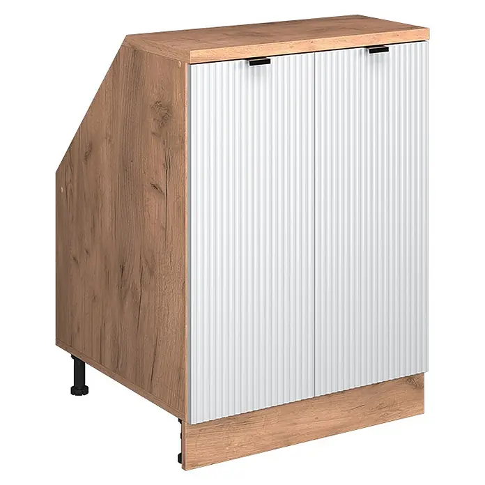 Küchenschrank für Dachschrägen R-Line 60 cm Weiß Riffel Art.-Nr. 60668 - 