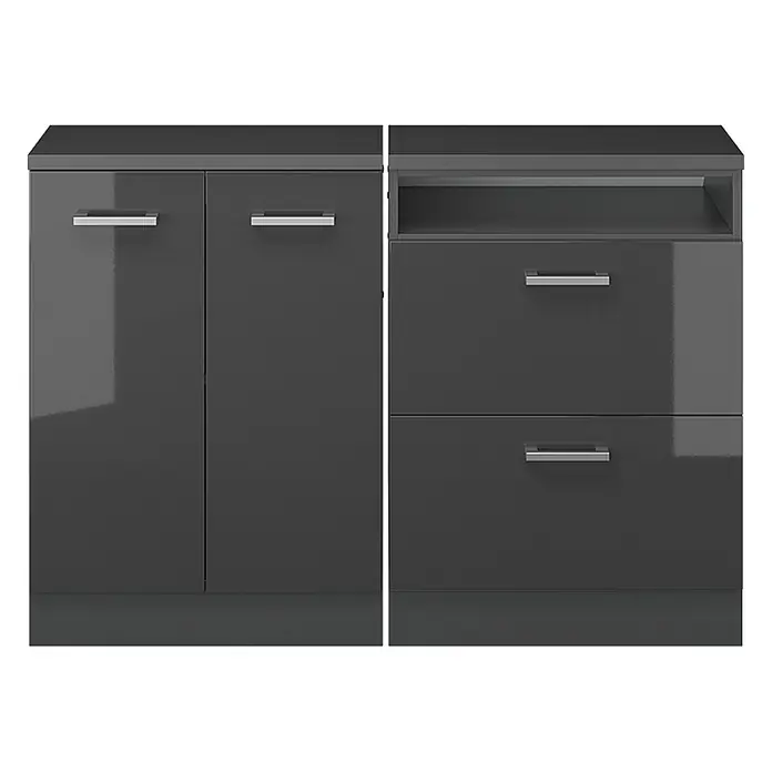 Vicco Küchenschrank für Dachschrägen R-Line, Anthrazit Hochglanz, 120 cm - 