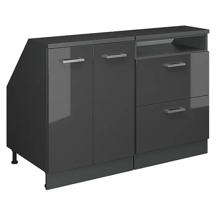 Vicco Küchenschrank für Dachschrägen R-Line, Anthrazit Hochglanz, 120 cm - 